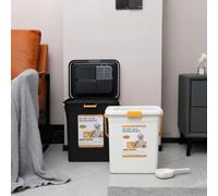 17L / 23L Pet Food Storage Container - Airtight Plastic Bin with Flip Top Lid & Scoop - Dry Food Storage Box for Dog, Cat, Bird, Animal Feed - Locking System Pet Supplies Organizer (White, 23 Litre)