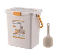 17L / 23L Pet Food Storage Container - Airtight Plastic Bin with Flip Top Lid & Scoop - Dry Food Storage Box for Dog, Cat, Bird, Animal Feed - Locking System Pet Supplies Organizer (White, 23L)