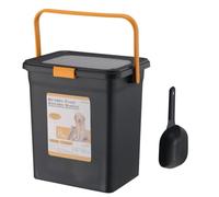 17L / 23L Pet Food Storage Container - Airtight Plastic Bin with Flip Top Lid & Scoop - Dry Food Storage Box for Dog, Cat, Bird, Animal Feed - Locking System Pet Supplies Organizer (Black, 17L)
