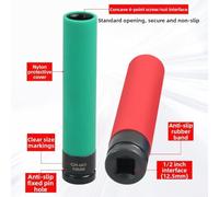 17mm 19mm 21mm Extra-Long 150mm Deep Lug Nut Socket Wrench Set for Use - Chrome- Steel, 1/2" Drive, for Auto Wheel Tire Removal