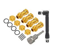 17mm Hex Adapter for 1/8 RC Car, Wheel Hub Extension to 29mm with Socket Spanner Set, Aluminum Alloy Hex Combiner with Non - Slip Nuts for RC Vehicle Upgrades (Gold)
