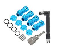 17mm Hex Adapter for 1/8 RC Controller Car, Hex Adapter for RC Cars, Extension to 29mm with Socket Spanner Set, Lightweight Aluminum Alloy Combiner for Rc 17mm Wheel Hub (Blue)