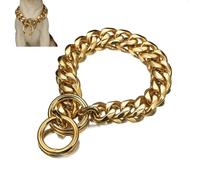 17MM Link Dog Collar Heavy Duty Training Slip Collar, Anti-Rust Stainless Steel Chain For Walking & Control Of Medium Large Dogs(Gold,20in)