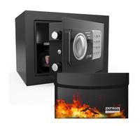 17NEF-FP PATRON Safe Box with Digital Electronic Security Keypad Fireproof Mini Small Safe,Money Safe,Wall or Cabinet Safe for Home Office Travel Business Use, 0.236 Cubic Feet Black