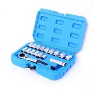 17Pc Pass-Through Ratchet Socket Set Metric Cr-V Steel | Hollow-center design, works on long studs, deep bolts, suspension struts, durable Cr-V steel