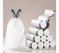 17pcs 4 Gallon Small Drawstring Trash Bags Garbage Bags, Waste Basket Liners, Unscented, Bathroom Trash Can Bin Liners, Small Plastic Bags for Home Office Kitchen(White)