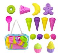 17Pcs Beach Toys,Sand Pit Toy,Ice Cream Mould Set for Kids,Beach Play Set with Storage Bag, Fun Sand & Water Toys With Cones Scoop And Tubs for Toddlers Age 3-5, Summer Outdoor Travel Toy