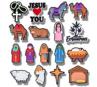 17PCS Christian Shoe Charms, I Love You Jesu Shoes Charm, Christmas the Birth of Jesus Nativity PVC Shoes Decoration Charm Bible Verse Charms for Boys Kids Teens Man Gifts