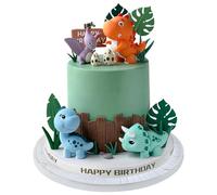 17PCS Dinosaur Cake Topper - Dinosaur Eggs Leaves Grasses Cake Decorations with Happy Birthday Sign Cake Toppers for Birthday Boy Baby Shower Party Decorations, Dinosaur Themed Party