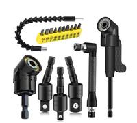 17Pcs Flexible Drill Bit Extension, Include 3Pcs Rotatable Socket Adapter 2Pcs Hex Shank 105° Right Angle Drill Attachment 10 Short Screwdriver Bits 90° Angled Bits and Bendable Extension