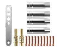 17PCS for 15AK MIG Welding Torch Consumables Kit with Nozzle Tip Holder 0.8mm for European Airless Gas Protection Compatible with 180A Welding Machines
