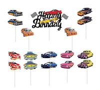 17Pcs Hot Wheels Happy Birthday Cake Toppers,Racing Car CakeToppers for Boy,Hotwheels Cake Decorations,Hot Wheels Happy Birthday Caketopper for Boys,Kids,Men Birthday Racing Car Party Supplies
