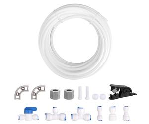 17pcs Ice Maker Water Line Kit, 1/4" OD 10m/32.8ft Long Tubing with Quick Fittings for RO Water Filter System Ice Maker Coffee Machine Refrigerator