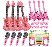 17pcs Inflatable Guitar Saxophone Microphone Balloon Set, Inflatable Party Props Rock Star Toy, Fun Musical Instruments Accessories for Adult Kids Fancy Dress Favors Photo Booth Props Party Decor (B)