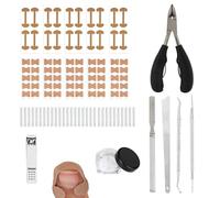 17pcs Ingrown Toenail Corrector Set, Professional Ingrown Toenail Pedicure Tools Set with Nail Correct Strips Cuticle Pusher Nail Clipper Suitable for Women Men