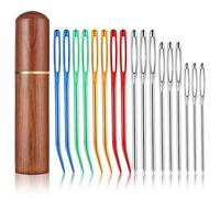 17PCS Large Eye Sewing Needles Kit, Stainless Steel Large Eye Needles Bent Tapestry Needles, Tapestry Needles for Yarn, Sharp Hand Knitting Embroidery Needles for Weaving Beading Crochet Projects