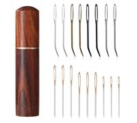 17pcs Large Eye Sewing Needles Kit with Wooden Case, Stainless Steel Large Eye Blunt & Bent Tapestry Needles for Hand Knitting and Crochet Projects