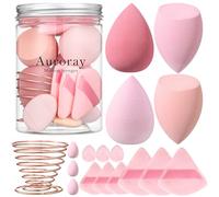 17PCS Makeup Sponge Set with 6PCS Powder Puff, 3PCS Mini Makeup Sponges, 3PCS Foundation Mini Make Up Sponge Puff and 1PCS Make Up Sponges Holder (Pink)