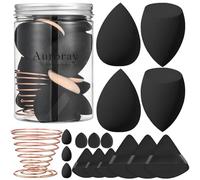 17PCS Makeup Sponge Set with 6PCS Powder Puff, 3PCS Mini Makeup Sponges, 3PCS Foundation Mini Make Up Sponge Puff and 1PCS Make Up Sponges Holder (Black)