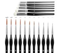 17Pcs Miniature Model Paint Brushes, 11 Triangular Handle Detail Brushes and 6 Domed Dry Brushes Set for Acrylic, Watercolour, Oil - Ideal for Warhammer, Gundam, Citadel and Nail Art