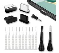 17PCS Phone Cleaning Kit, Avavani Phone Port Cleaning Brush Set with USB-C Metal/Plastic Dust Plugs, Charging Port Cleaner for Speaker, Headphone Jack, Reusable Cleaning Tools