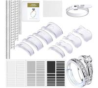 17pcs Ring Size Adjuster Set, 4 Transparent Spiral Thread For Ring Size Determination, 8 Sizes Transparent Ring Adjusters With Ring Size, Polishing Cloth And Measuring Tool
