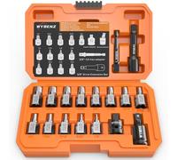 17Pcs Screw Extractor Set, 3/8" Inch Drive Easy Out Bolt Extractor Set, Multi-Spline Stripped Screw Extractor Kit, Bolt Remover for Broken Bolts, Nuts & Screws, with Extension & Adapter Accessories