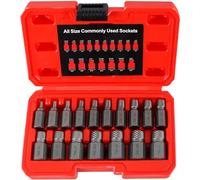 17Pcs Screw Extractor Set, Hex Head Multi-Spline Easy Out Bolt Extractor Tool, Screw Remover Kit, Portable Broken Screw Remover Kit, Bolt Extractor kit for Removing Stripped Studs, Bolts, Screws