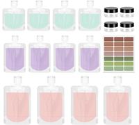 17Pcs Travel Bottles for Toiletries, Travel Containers for Toiletries, Refillable Travel Bottles 100ml Portable Pouches for Liquid with Labels for Lotion Shampoo Face Cream(5ml/30ml/50ml/100ml)