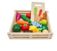17pcs Wooden Fruits Vegetables Slice Box Set
