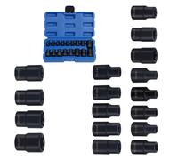 17Piece E Type Socket Set Hand Tool 1/2" 3/8" Drives Repair Socket Wrench Head Sleeve for Multifunctional Use Car Maintenance