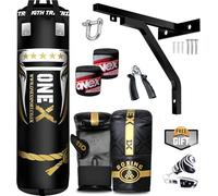 17Pieces Punch Bag Boxing Training, Filled 4ft Heavy Duty set, Wall Bracket Punching Gloves, Kickboxing MMA Grappling Muay Thai Karate BJJ, Adult Home Gym Fitness