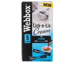17pk Webbox Lick-e-Lix Cream With Liver Cat Treats - 5 x 10g Sachets