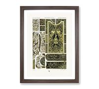 17Th & 18Th Century Pattern With Scrolls & Birds By Albert Racinet Vintage Framed Wall Art Print, Ready to Hang Picture for Living Room Bedroom Home Office Décor, Walnut A3 (34 x 46 cm)