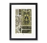 17Th & 18Th Century Pattern With Scrolls & Birds By Albert Racinet Vintage Framed Wall Art Print, Ready to Hang Picture for Living Room Bedroom Home Office Décor, Black A4 (34 x 25 cm)