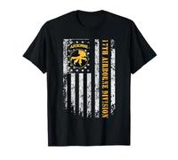 17th Airborne Division Veteran USA Flag Vintage Patriotic T-Shirt