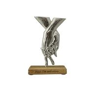 17th Anniversary Holding Hands Decoration - Free Standing Rustic Metal & Wooden Decoration (hsshands17)