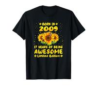 17th Birthday 17 Years of Awesome Sunflower Lover Born 2009 T-Shirt