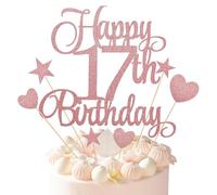 17th Birthday Cake Decoration Topper with Elegant Rose Gold Finish for Cakes and Cupcakes