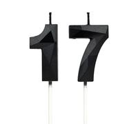 17th Birthday Candles, Black Number Candles Birthday Decoration, Happy Birthday Cake Toppers, for Birthday Parties Weddings Company Anniversaries (Black, 17)
