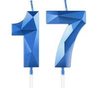 17th Birthday Candles for Cake,Royal Blue Number 17 Candle Decorations Birthday Party,3D Design Birthday Candle for Girls Boys 17th Birthday Theme Anniversary Supplie Decorations