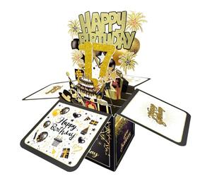 17th Birthday Card, 17th Birthday Decorations for Girls Boys, Happy Birthday 3D Cards for 17 Year Old Daughter Son, Birthday Gift Box for Grandson Granddaughter