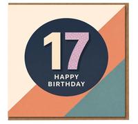 17th Birthday Card - Bold Number 17 with Modern Geometric Design - Happy Birthday
