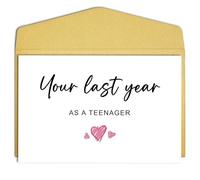 17th Birthday Card for Son Daughter, Funny Age Card YOUR LAST YEAR AS A TEENAGER for 15th 17th, Greeting Cards Blank Interior with Envelope for Sister Brother Friend, 4.92×6.93in