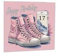 17th Birthday Card for Women - Girls Birthday Cards for Daughter 17 Years Old seventeen, seventeenth Pink Girly Teenager Sister Friend Her Niece Granddaughter