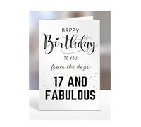 17th Birthday Card from the Dogs, Gifts Presents For Women Men, Him Her, Lovers, Owners, Fur Baby, Pets, Pet, Adult, Child, 17 and fabulous, years old, A5-339a_17