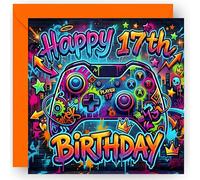 17th Birthday Card Gift for Boys - Gamer Themed Design | for Son Grandson Nephew, 17 Year Old Birthday Cards, UK Made