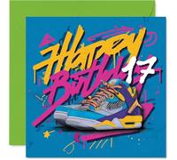 17th Birthday Cards for Boys Girls - Cool Sneaker Graffiti Street Art - Happy Birthday Card for 17 Year Old Boy Girl Daughter Nephew Cousin Grandson, 145mm Bday Greeting Cards