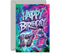 17th Birthday Cards for Boys Girls - Epic Gamer - Happy Birthday Card for 17 Year Old Boy Girl Daughter Nephew Cousin Grandson, A5 Bday Greeting Cards