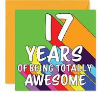 17th Birthday Cards for Girls Boys - Rainbow Awesome - Happy Birthday Card for 17 Year Old Girl Boy Daughter Nephew Cousin Grandson, 145mm Bday Greeting Cards